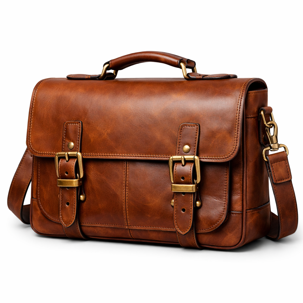 Handmade leather messenger bag